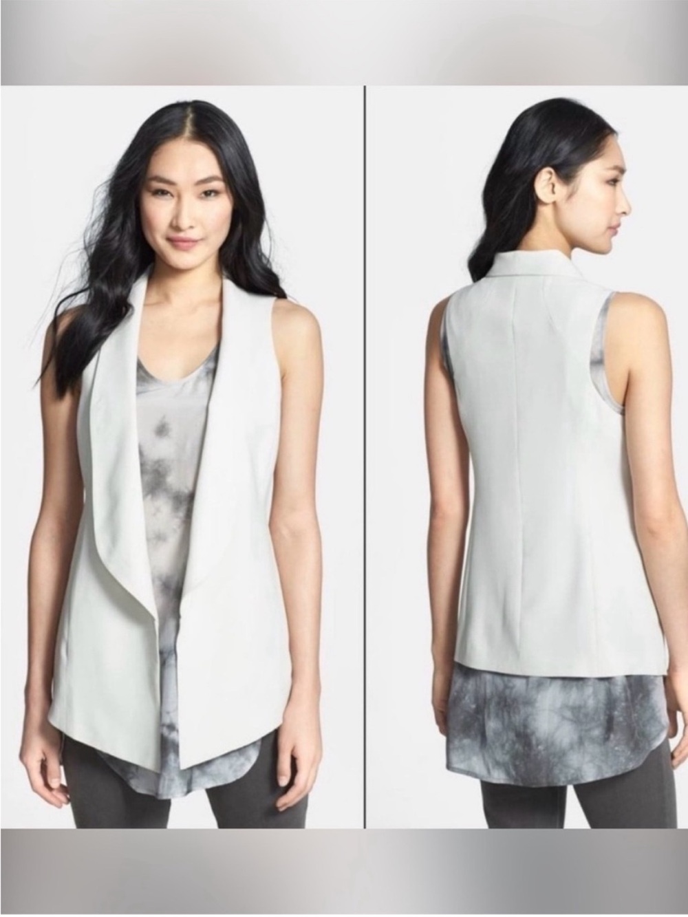 Eileen Fisher Bone Shawl-Collar Vest